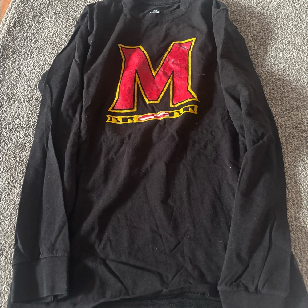 Black Long Sleeve Shirt with Red M Logo
